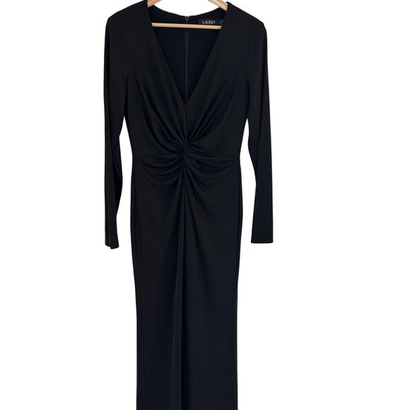 Lauren Ralph Lauren Black Label Gown Nadira Jersey Front Twist Dress SZ6 Black - Picture 3 of 10
